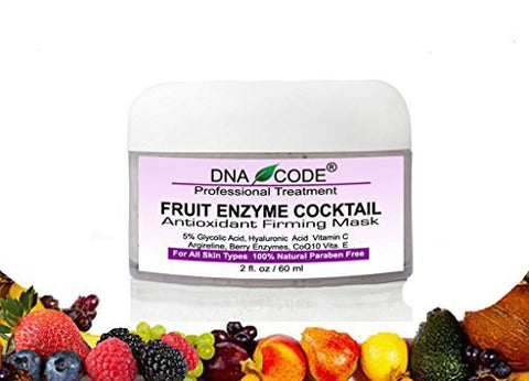 DNA Code®-Fruit Enzyme Cocktail Antioxidant Clay Friming Facial Mask, Enhanced with Berry Peptides, Argireline, CoQ10, Immidiate Reduce Pores, Tighten Skin+Look Years Younger.