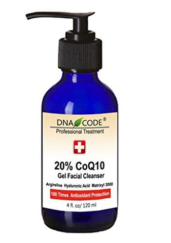 DNA Code®-20% Coq10 Facial Gel Cleanser Powered w/ Argireline, Hyalurinic Acid,Matrixyl 3000