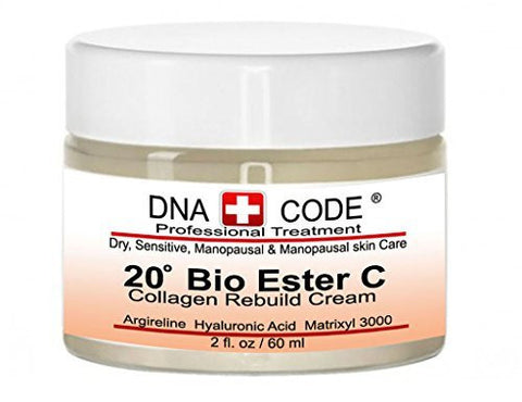 DNA CODE® - 20% Ester C Collagen Rebuild Cream for Mature, Dry & Manopausal Skin W/ Argireline,Hyaluronic Acid +Matrixyl 3000