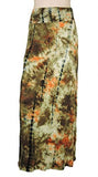 Sugar Rock Women Tie Dye Maxi Skirt Stretch Fold-Over Waist Slim Fit A Line