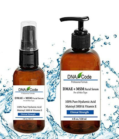 DNA CODE®-5% Professional DMAE+MSM Firming Serum, 100% Pure Hyaluronic Acid +Matrixyl 3000